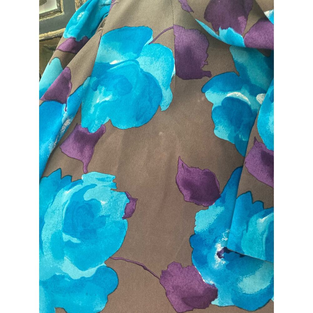 Balmain ~ VINTAGE Pierre Balmain Silk Floral Print Tie-Neck Bow Blouse ~ Sz 42 - Picture 9 of 9